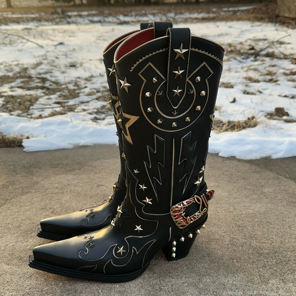Christian Louboutin Shoes - Christian Louboutin Cowboy Western Boots 40 Horseshoe Embellished 9 10
